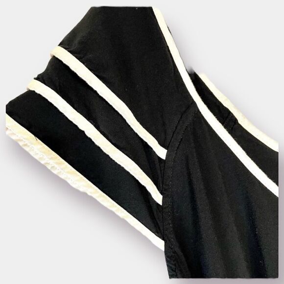 Elle Black Dress with Cream Trim Elastic Waist with Tie - Picture 3 of 6